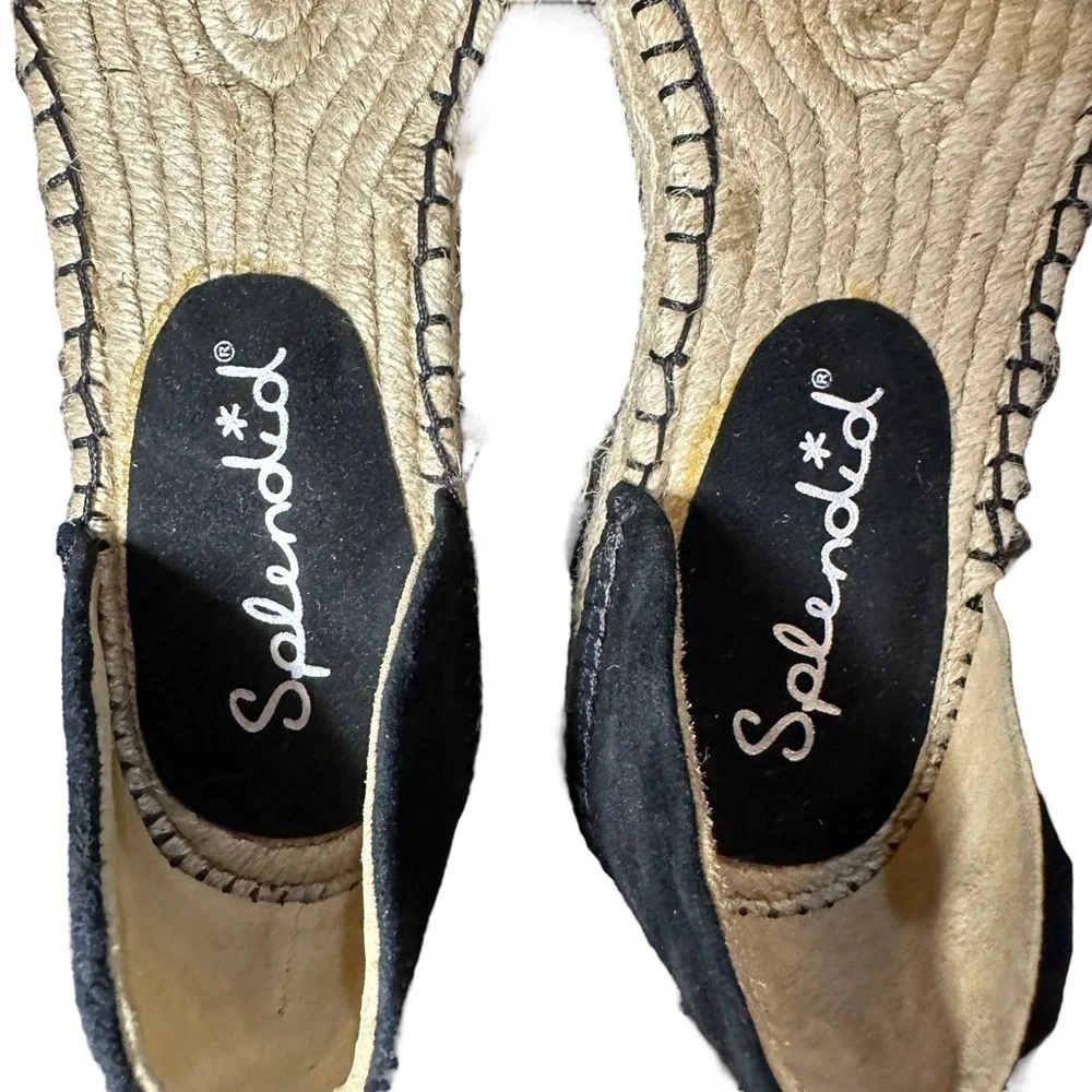 NWOB Splendid Black Suede Ankle Strap Platform Espadrille Womens‎ Size 6.5